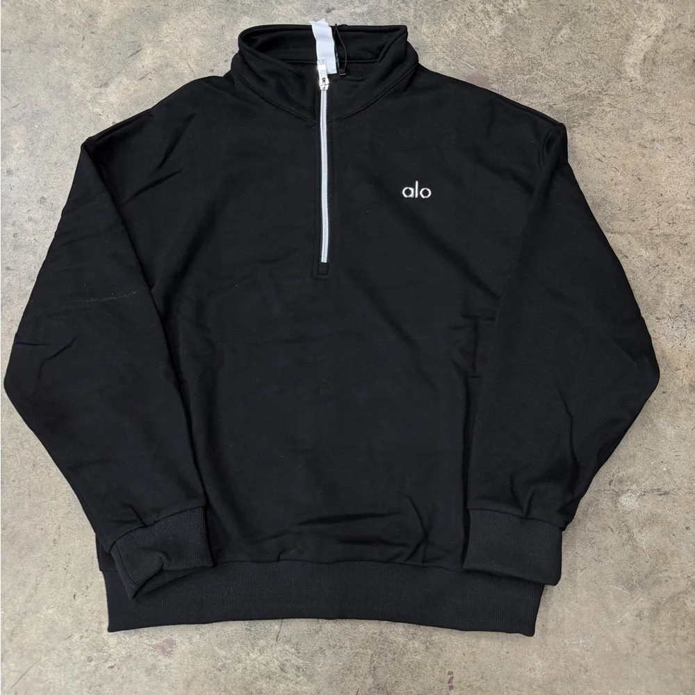 Alo Yoga Accolade 1/4 Zip Pullover Black Quarter Zip Sweatshirt Medium